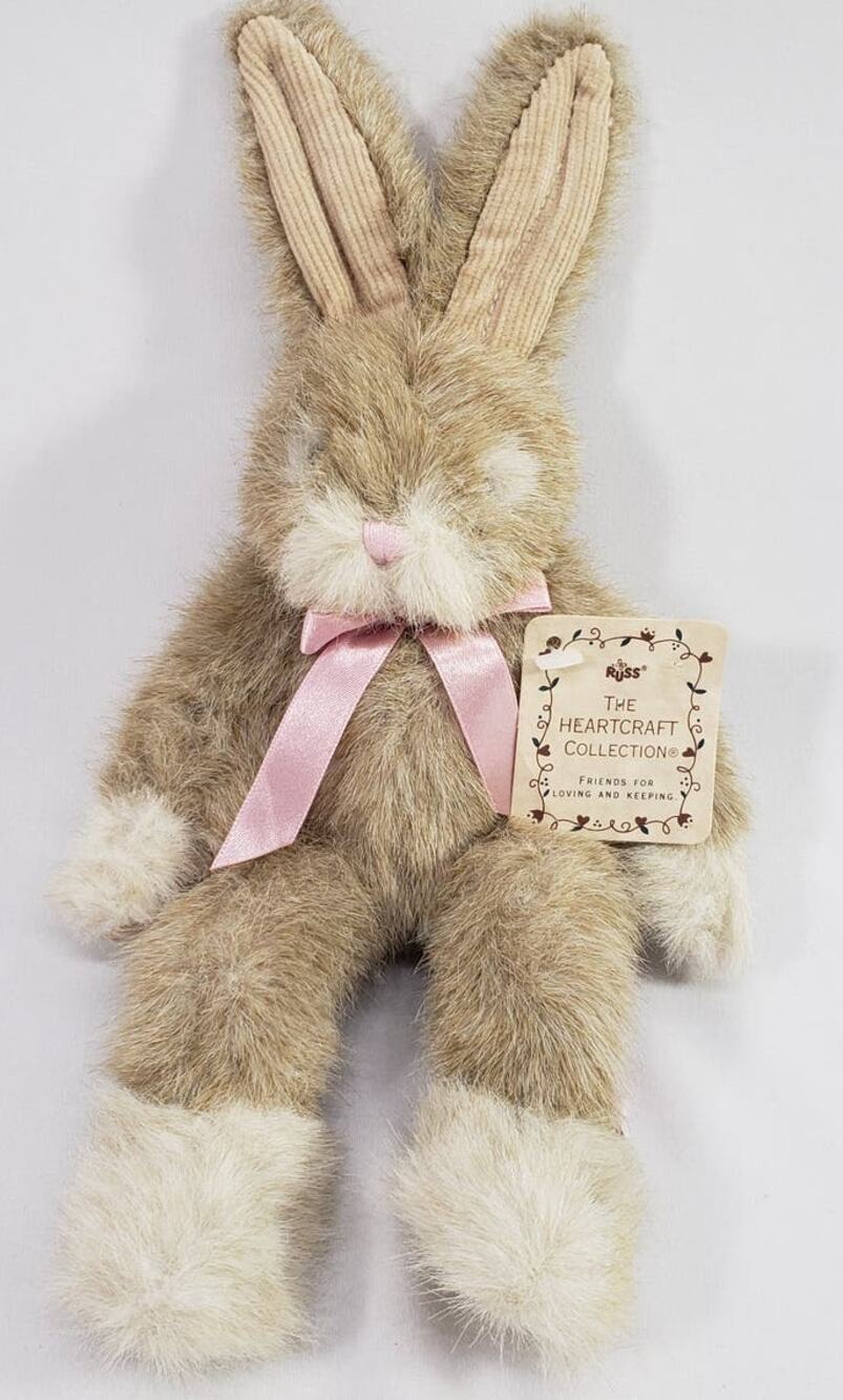 Russ Hopscotch Stuffed Brown Rabbit Plush With Pink Bow Heartcraft Collection